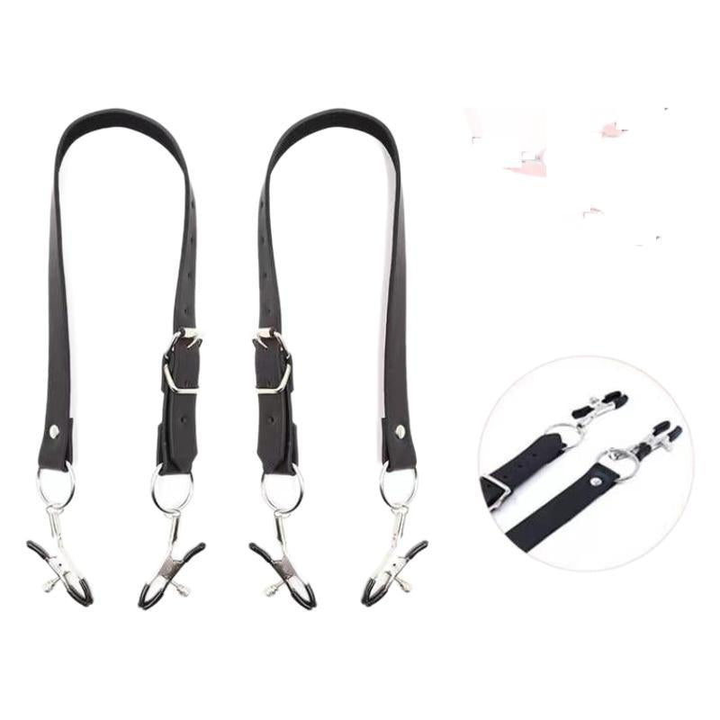 Image of Adult couple flirting sex products wholesale female penis clamp pleasure device four clip breast clip sex toys